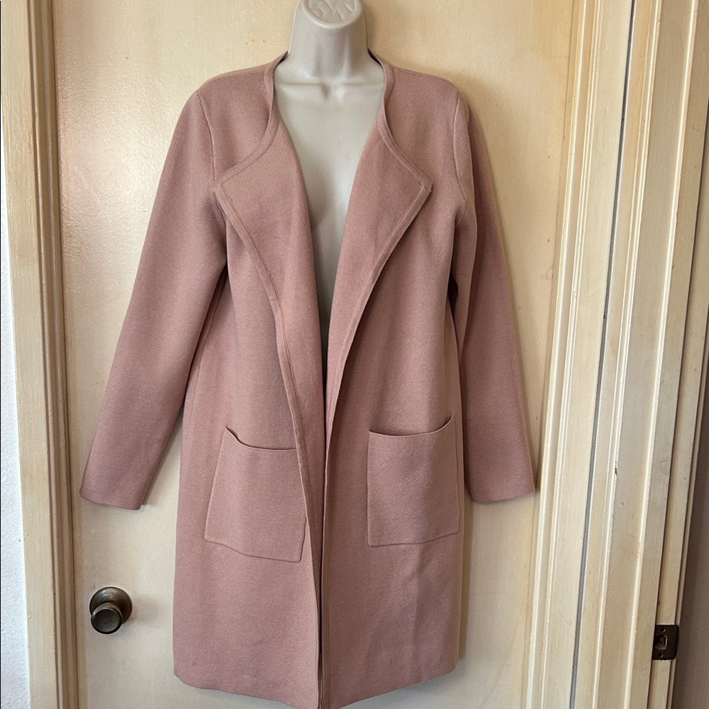 Women's Peachy/Khaki Open Front Coatigan  size M